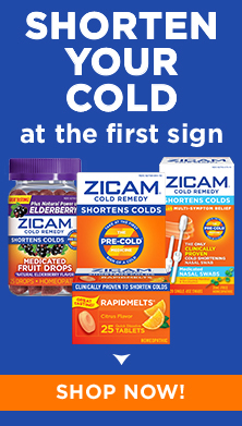 Zicam® Buy Now banner for products that can help to shorten colds.