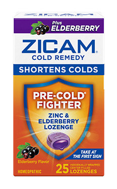 Package of Zicam&trade; Cherry Flavor Lozenges for sore throats and coughs.