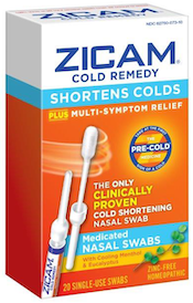 Homeopathic Zicam® Cold Remedy Nasal Swabs packaging