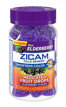 Package of Zicam® Medicated Fruit Drops with Eldeberry.